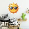 Cute Sun with Sunglasses Wall Stickers, Self-Adhesive Decor for Bedroom Living Room Entryway Dorm Room Decoration