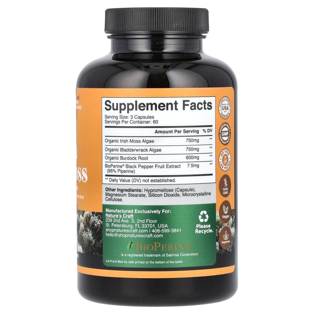 Nature's Craft Irish Sea Moss, 180 Capsules