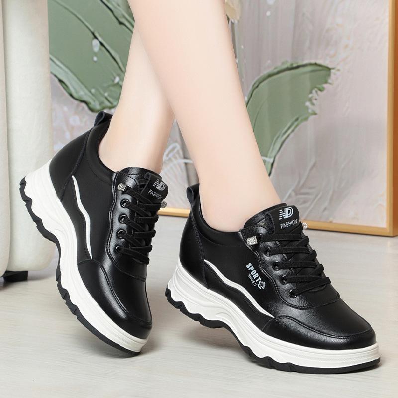 Women Water Proof Solid Comfort Sneakers Breathable Sports Shoes Outdoor Walking Flats Spring Casual Soft Leather Shoes 2025