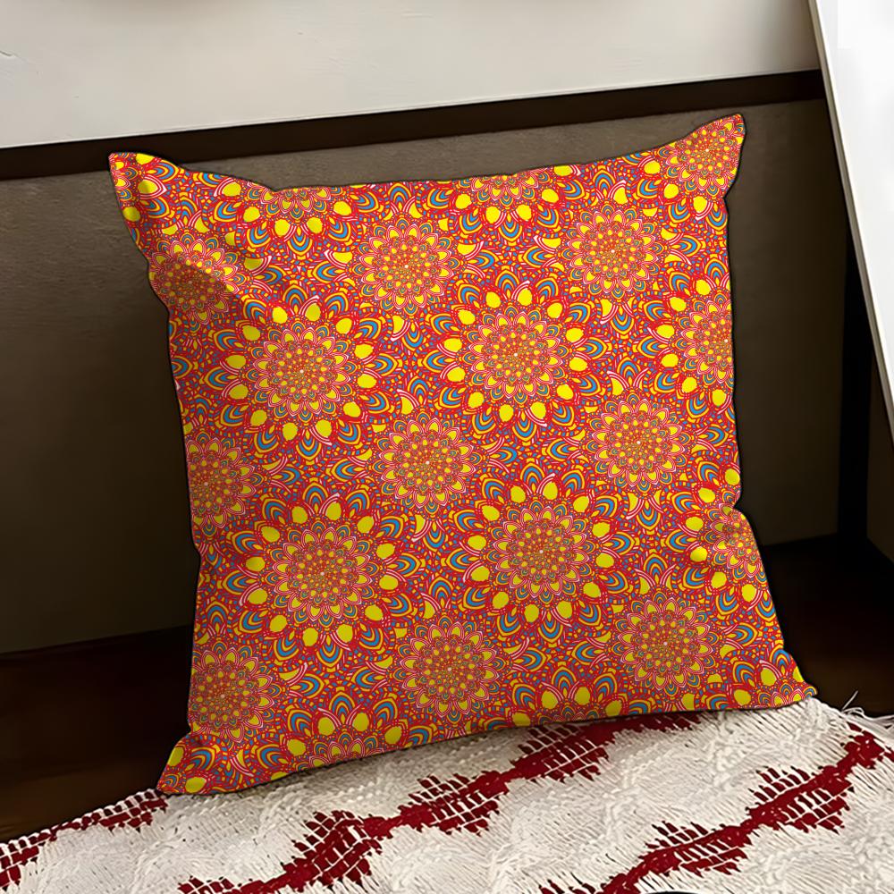 Indian Ethnic Pattern Cushion Cover Reversible Soft Durable Pillow Cover Home  Car MultiScene Use for Daily Comfort
