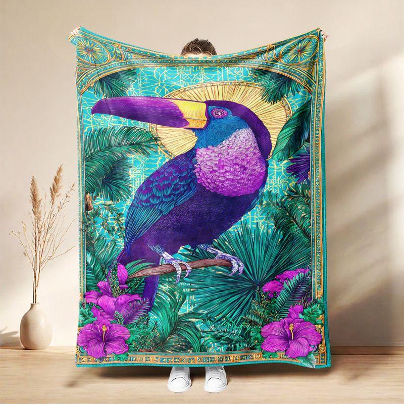 Medieval Wild Animal Flannel Throw Blanket Lion Tiger Leopard Floral Art Print Soft Warm Vintage Sofa Bedroom Home Decor