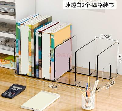 2pcs Desktop Bookshelf Transparent Acrylic Student Desk Book Storage Rack Office Dormitory Document Storage Rack