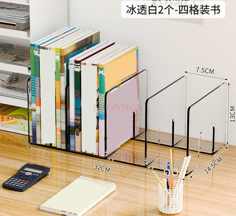 2pcs Desktop Bookshelf Transparent Acrylic Student Desk Book Storage Rack Office Dormitory Document Storage Rack