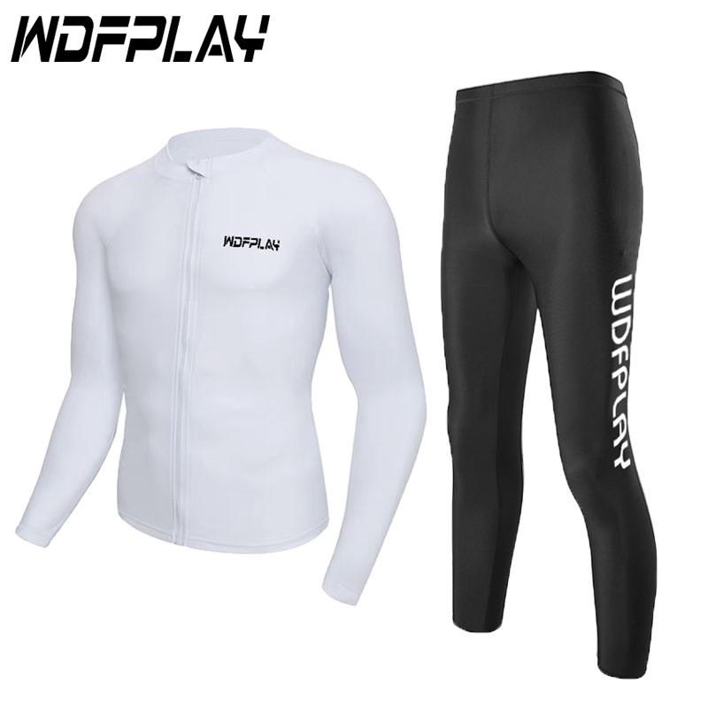 Womens UV Protection Rash Guard Set Long Sleeve Top Pants Surfing Snorkeling Diving Water Sports