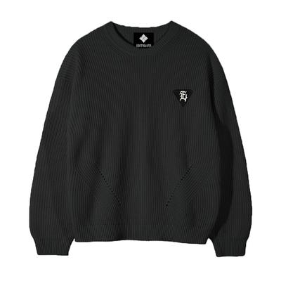 EIGHTVOLUME Ev E Patch Hazzi Knit Oversized Sweatshirt (Black)