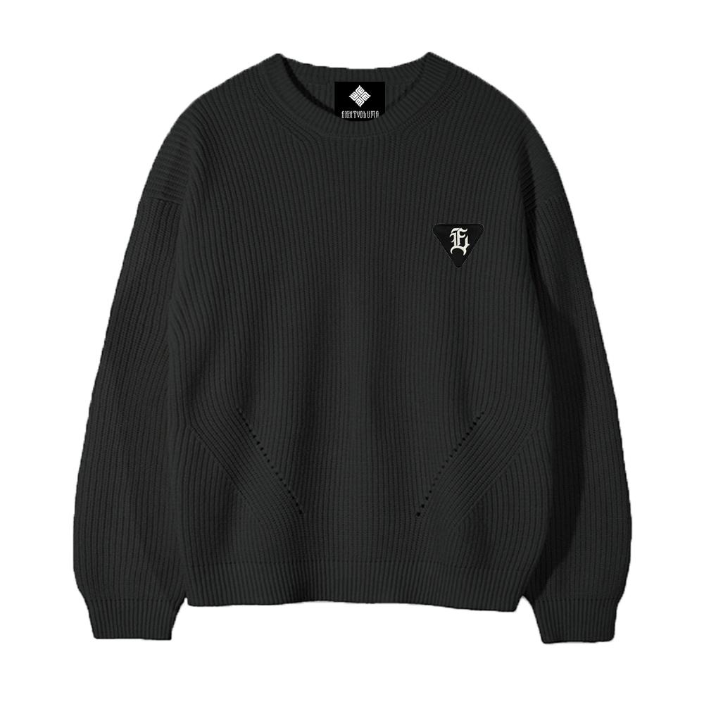 EIGHTVOLUME Ev E Patch Hazzi Knit Oversized Sweatshirt (Black)