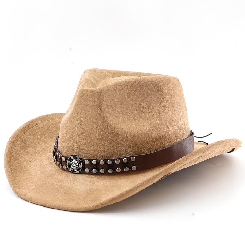 Suede Cowboy Hat Men's and Women's Fashion Fedora Belt Sun Hat Sun Hat Sun Hat Jazz Hat