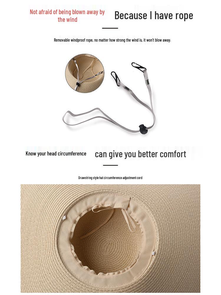 Women's Large Brim Straw Sun Hat for Summer Beach and Seaside Vacation, Anti-UV Protection