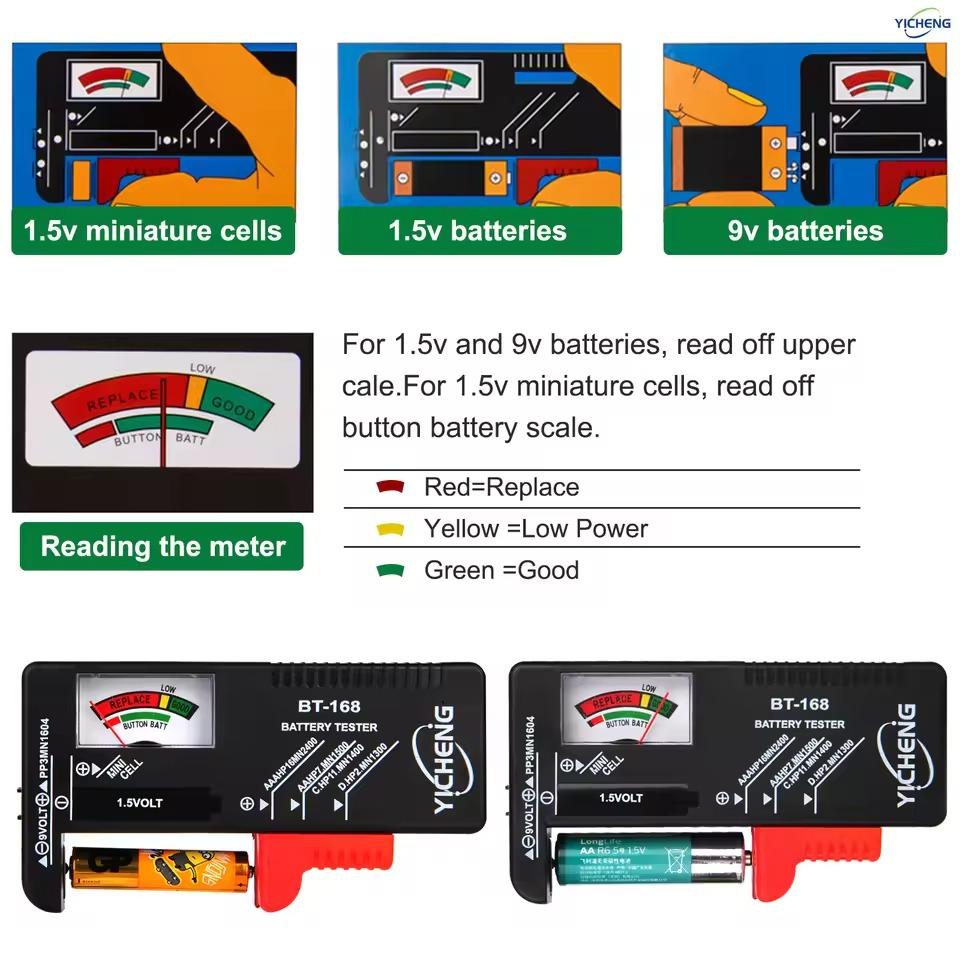 Universal BT168 Digital Battery Tester Volt Checker for AA AAA 9V Button Multiple Size Battery Tester Voltage Meter Tools BT-168