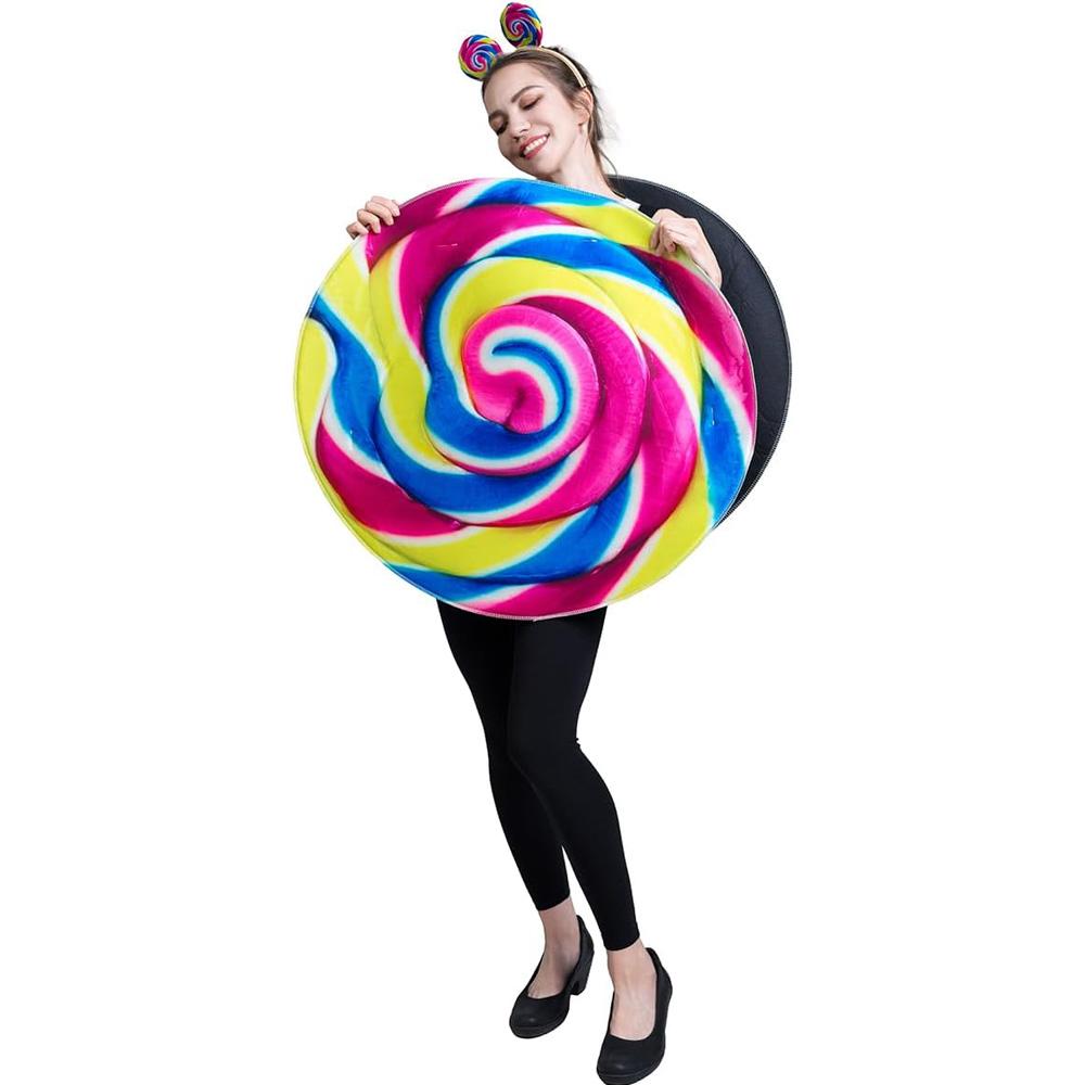 Zabawne kostiumy lizakowe, stroje na występ na imprezie, dorośli