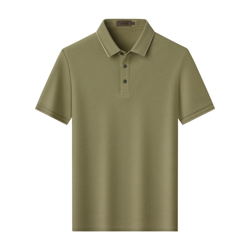 Zhuangji Men's 100% Cotton Business Casual Short-Sleeve Polo Shirt