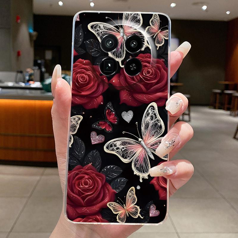 Case For Realme GT 5 Pro Casing Luxury Butterfly Flower Clear Soft TPU Silicone Back Cover For Realme GT5 Pro GT5Pro Phone Cases