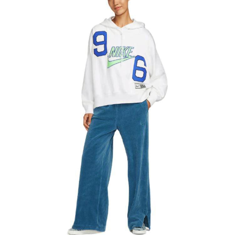 Nike Solid Color Loose Fit Corduroy Wide Leg Split Straight Casual Pants Women Bottoms Blue DQ5922-457