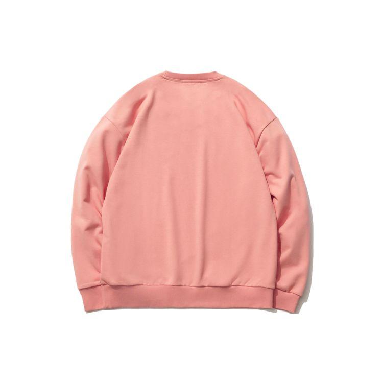 Li Ning Sports Fashion Series Logo Embroidered Crew Neck Pullover Long Sleeve Sweatshirt Men Sweatshirt Orange Pink AWDR575-7