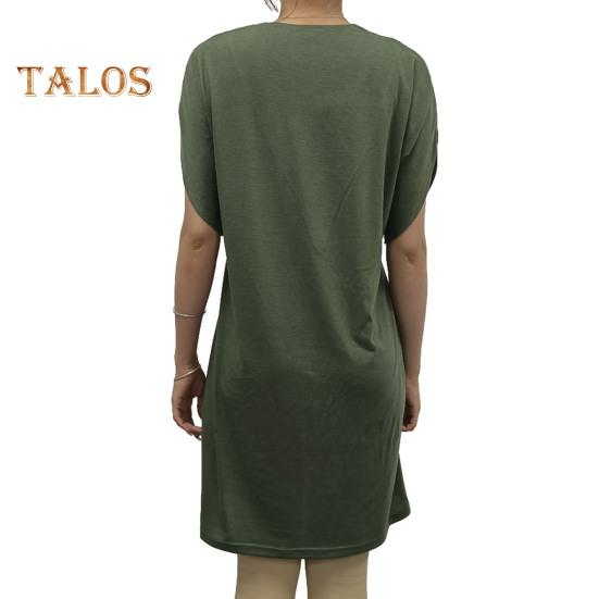 Dámské šaty s výstřihem do V plisovaný rukáv napůl netopýří Jednobarevné Volné Měkké Prodyšné Dojíždění nad kolena Mini