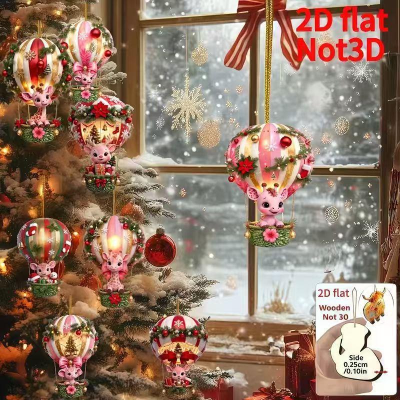 8Pcs 2D Cute Christmas Snowman Pendants Wood Cartoon Xmas Tree Hanging Ornament Diy Home New Year Party Atmosphere Decor Supply