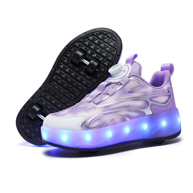 Runaway Shoes Nye Mesh Firehjuls Barne Lysende Lader Rulleskøyter Deformerte Hjulsko