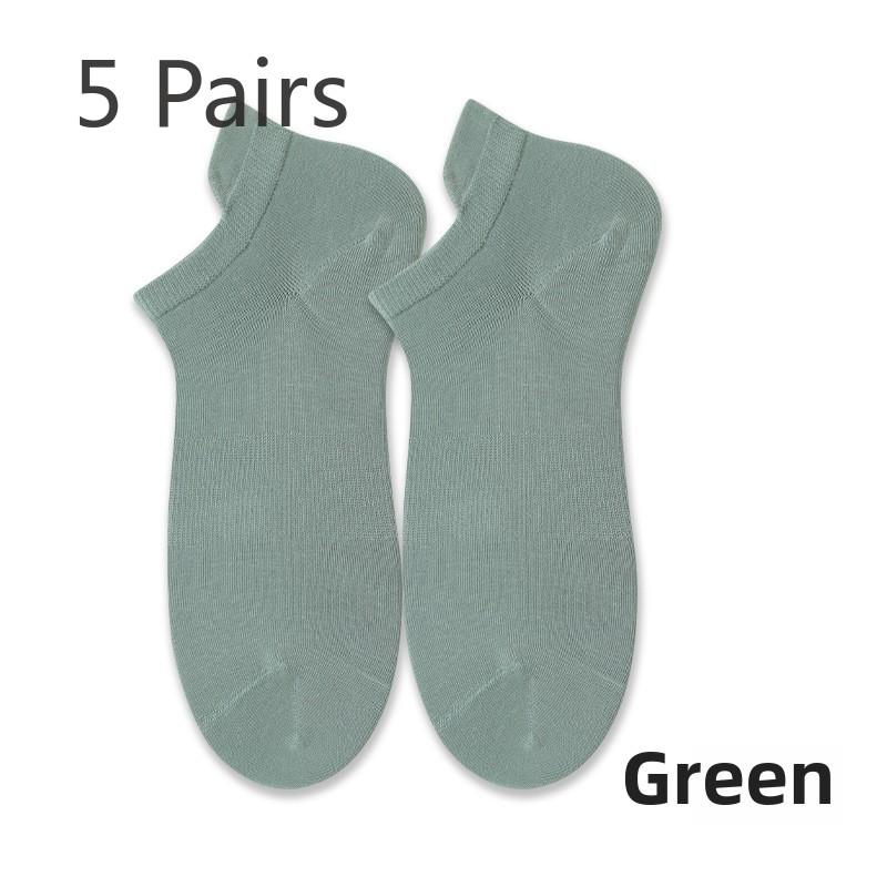 5 Pairs Socks for Men Spring Summer Simple Antibacterial Sweat Wicking Deodorant Men's Boat Socks Tight-woven Boat Socks