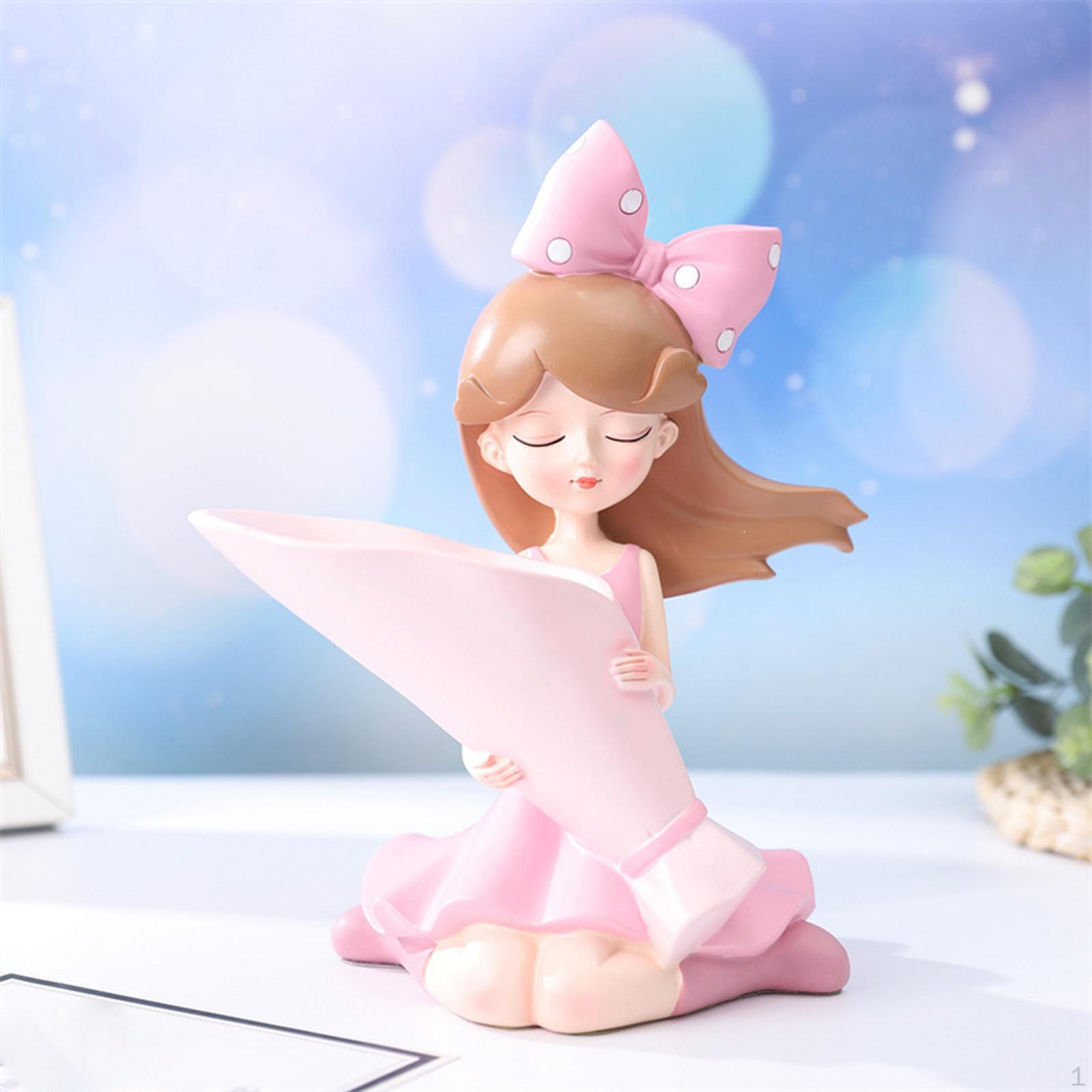 

Decorative Girl Resin Statue Flow Vase Figurines Pens Hold Flowpot Collectibles for Party Living рожевий