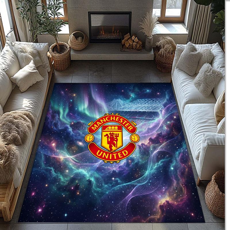 Tappeto in Flanella Stampato Manchester United Antiscivolo Morbido Poliestere Tappeto per Pavimento Tappetino Decorativo per Interni per Camera da Letto Soggiorno Divano