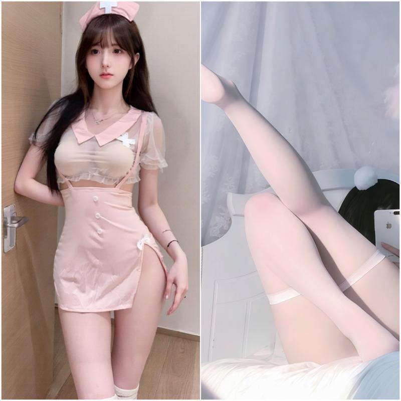 Sex lingerie pink cute nurse uniform hip wrap sexy os cosplay pure desire free suit