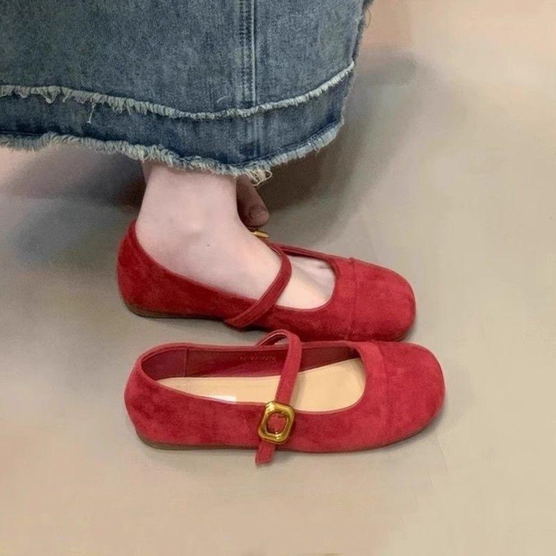 Daily Single Shoes Female Foreign Style Retro Gentle Fairy Suede Mary Jane Shoes Flat Fashion Shoes