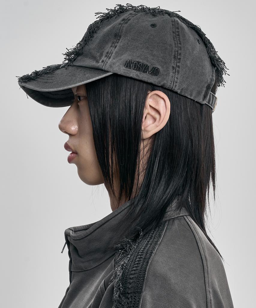 AJOBYAJO Lace Trimming Washed Cap [Charcoal]