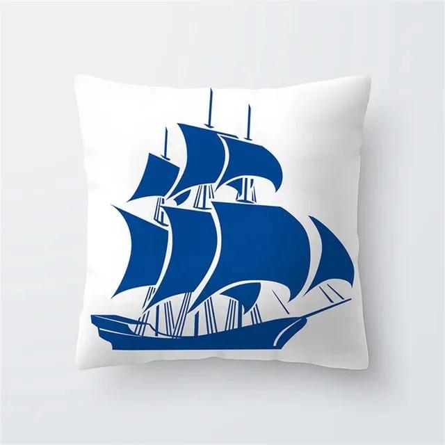 Home Living Room Sofa Car Interior Decorative Pillowcase Sailboat Anchor Marine Life Printed Cushion Pillowcase