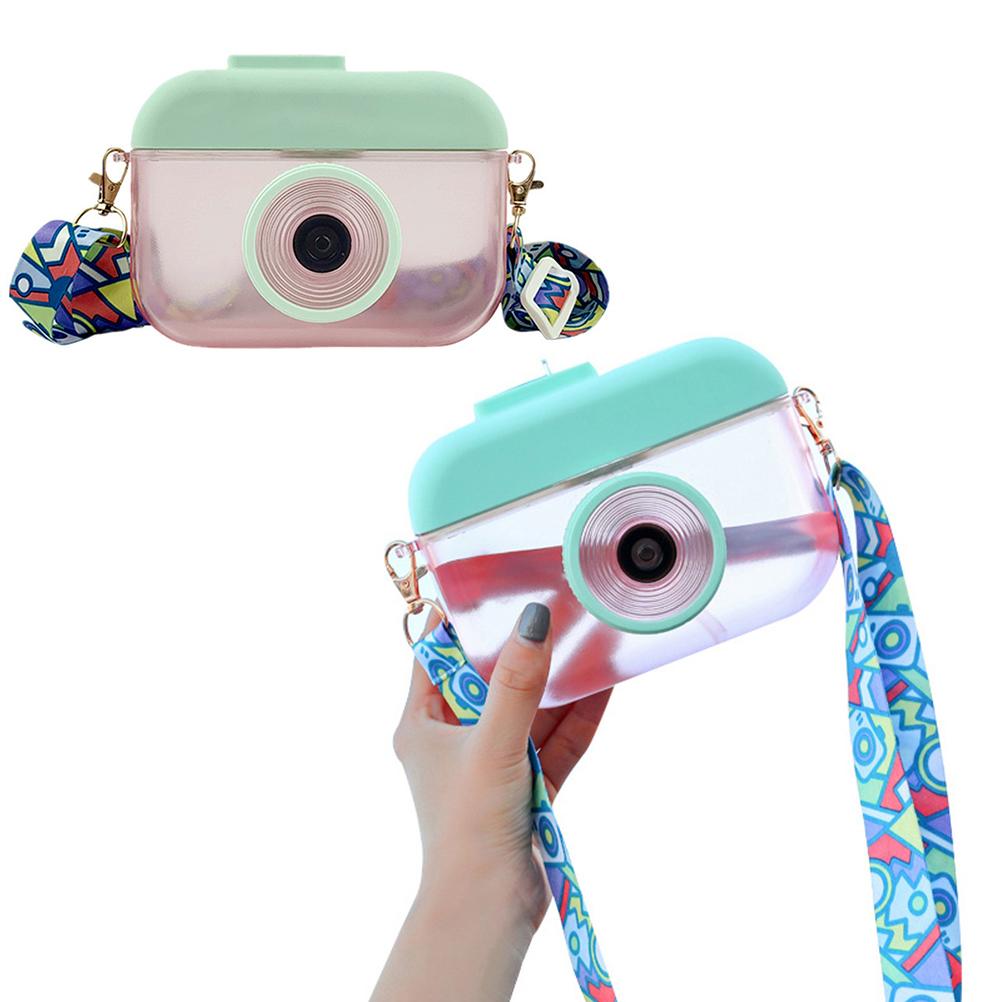 400ML Cute Camera Shape Water Cup  Kids Water Bottle With Straw Drinking Water Jug with Adjustable