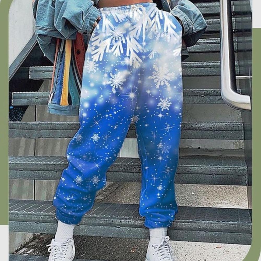 Women s High Waist Joggers Loose Fit Playing Card Print Contrast Color Streetwear Casual Sweatpants S