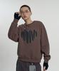 MOO Check Heart Applique Sweatshirt - Brown