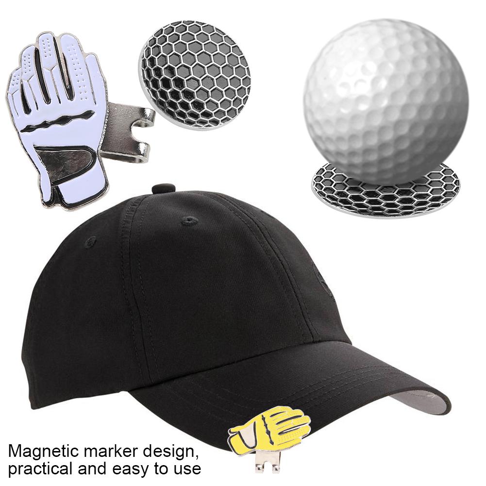Mini Glove Shaped Stainless Steel Golf Hat Cap Clip with Magnetic Ball Marker Black   White