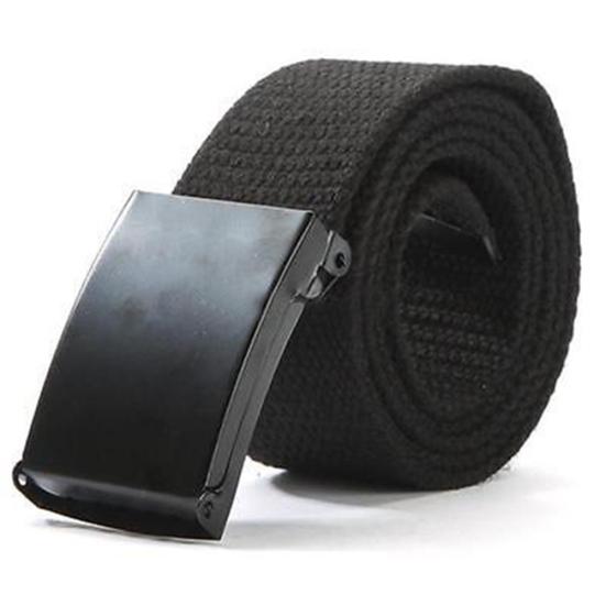 Unisex Casual Solid Color Webbing Canvas Waist Belt Automatic Buckle Waistband