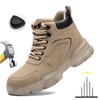 Mens Work Boots Steel Toe Shoes Indestructible Construction Site Safety Shoes Waterproof Boots Lightweight Safety Sneakers