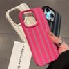 Custodia per Telefono con Strisce Verdi e Motivo Litchi Per iPhone 17 16 15 14 13 12 11 Pro Max XS X XR 16 Plus 16e Cover in Silicone Antiurto