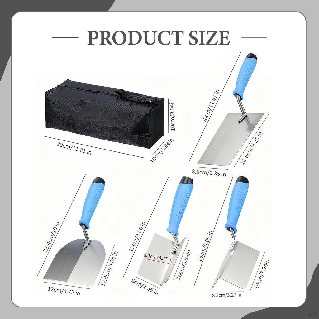 4Pcs Masonry & Concrete Trowel Set Drywall Trowels Cement Building Corner for Tiling