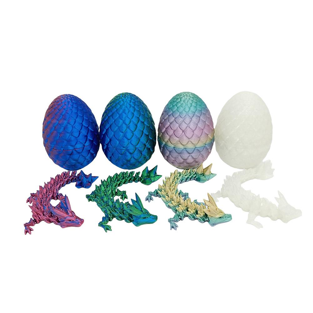 4Pcs 3D Printed Dragon Egg Executive Dragon Fidget Desk Toys 3D Printed Dragon in Egg Toys for Kids Gifts