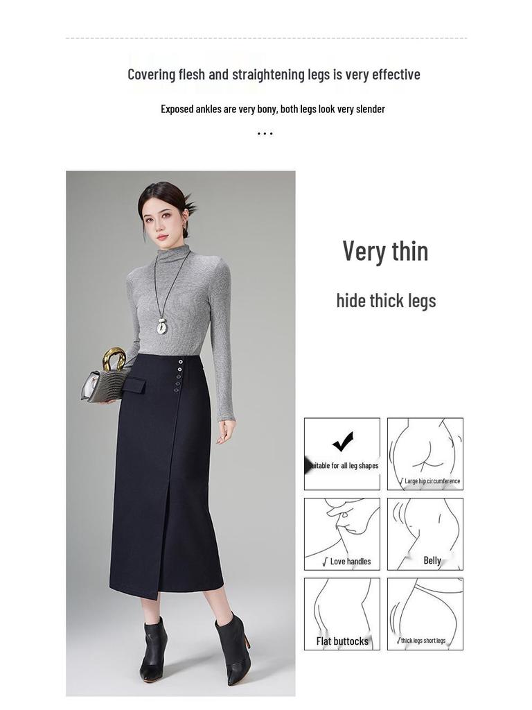 Women's 2026 High-Waisted Irregular Midi Skirt - Slimming Professional Fit