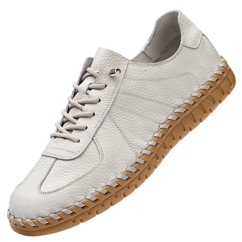 

Fashion Spring Autumn Men Casual Loafers Soft Moccasins High Quality Genuine Leather Slip-on Men Shoes White Driving Business Shoes 44 белый