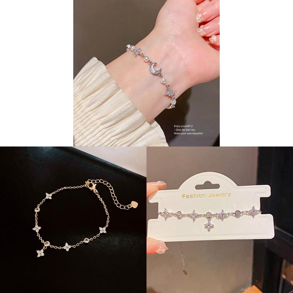 Natural Moon Star Zircon Bracelet For Women With Shimmering Stones And Elegant Style