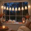Decorative Lights for Halloween Party 6.6FT Light Up Ghost Garland Lace LED Fairy String Light Fall Festival Atmosphere Spooky Hanging Bunting
