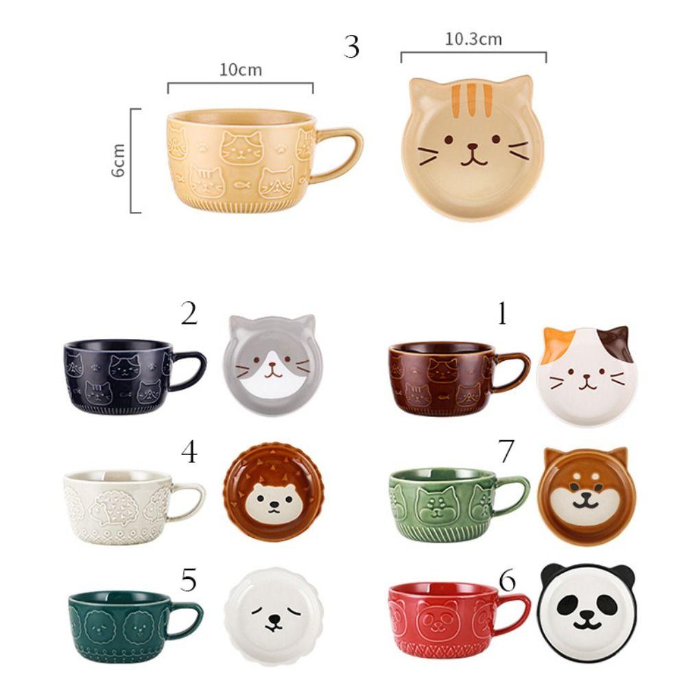 Cat Alpaca Ceramic with Lid Creative Novelty Tumbler Cup Coffee Mug Tea Cup Drinkware