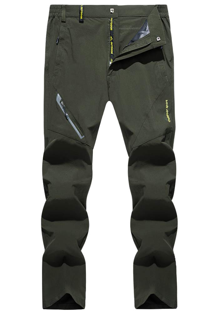 

KEFITEVD Hiking Long Size for and Fishing Men s Pants, Quick-Drying, Stretchy, Water-Repellent, Military-Style, Cool, Length, Spring/Autumn, Green, L,