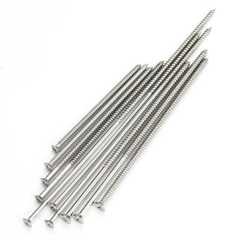 5/10Pcs Stainless Steel Cross Countersunk Head Self Tapping Screws M4 Lengthening Flat Head Tapping Long Wood Screw
