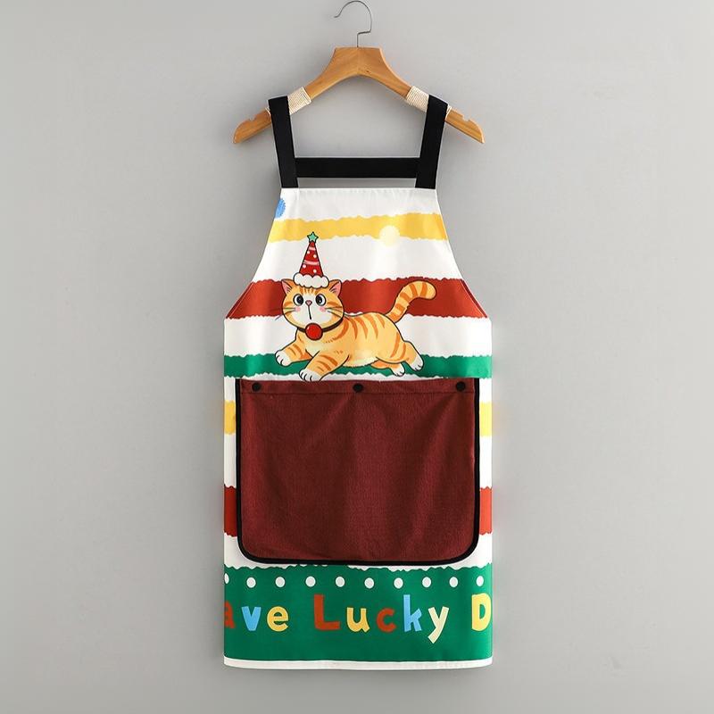 Cute Cartoon Cat Dog Apron With Large Wipe Hand Pocket Waterproof Sleeveless Bib Apron For Kitchen Cooking Household Cleaning