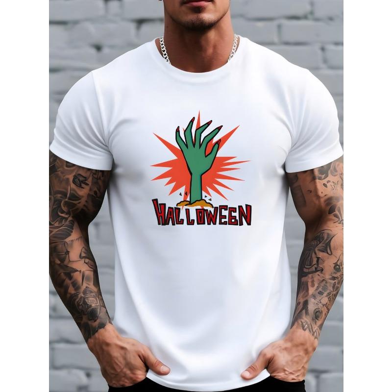 

Европейский размер Хэллоуин Тематика Ужасы Мультфильм Зомби Рука Рисунок Мужская Футболка, Повседневный Топ Легкий Быстросохнущий Мужская Футболка с Коротким Рукавом S белый