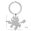 Fluffy Cat Stainless Steel Keychain Cute Cartoon Design Fashion Student Bag Pendant Practical Daily Keyring