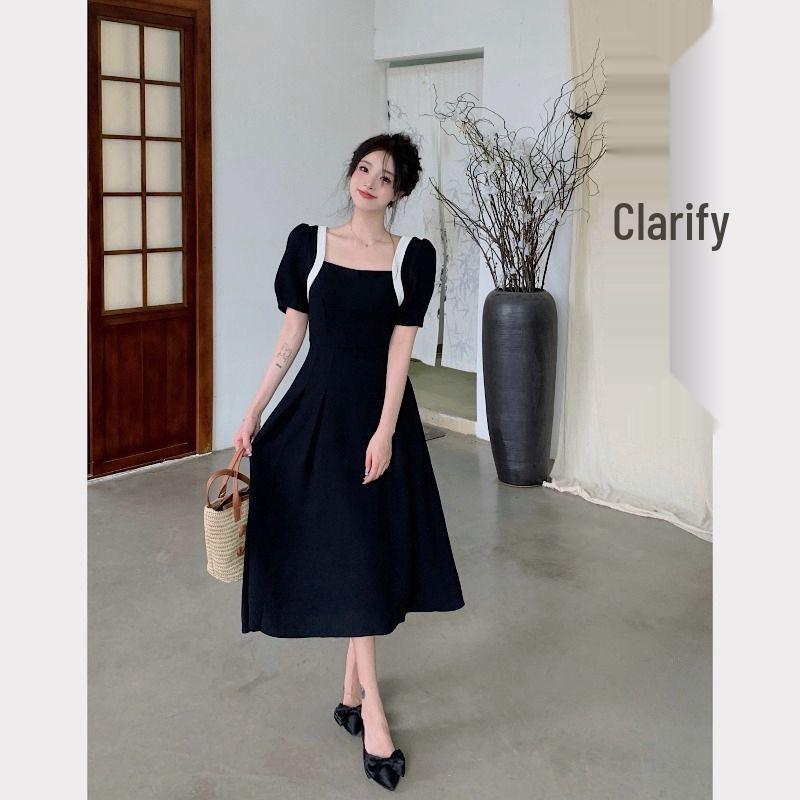 2024 Plus Size Square Neck Slimming Spaghetti Strap Dress & Cardigan Set