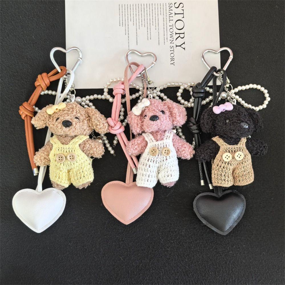 Soft Puppy Plush Keychain PP Cotton Plush Doll Key Pendant Maillard Plush Doll Pendant  Home Decor