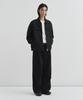 DRAW FIT Essential Wide One-Pleat Corduroy Pants [Black]